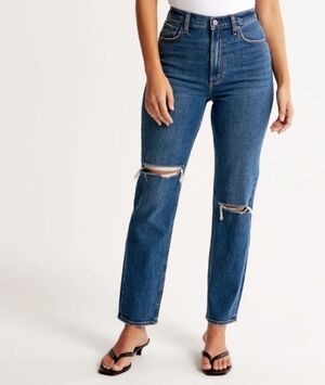 Abercrombie & Fitch Ankle Straight Ultra High Rise Curve Love Jeans